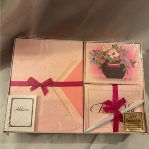 Vintage NIB WHITINGS Pink Stationery Set with Floral Design